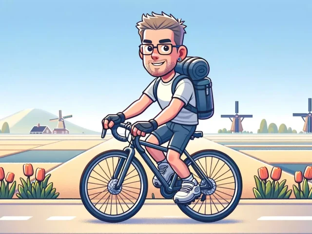 Ein Bikepacker in den Niederlanden